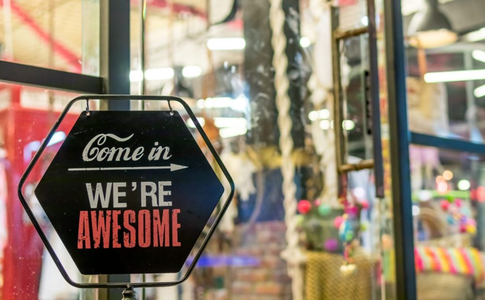 01 Canva-Come-in-Were-Awesome-Sign